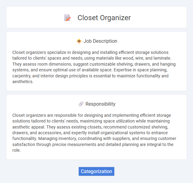 Closet Organizer Job Description and Career Detail