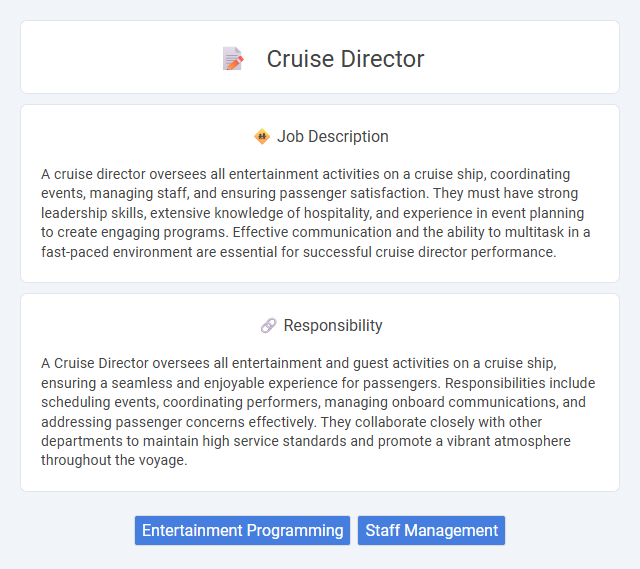 Cruise Director Job Description and Career Detail