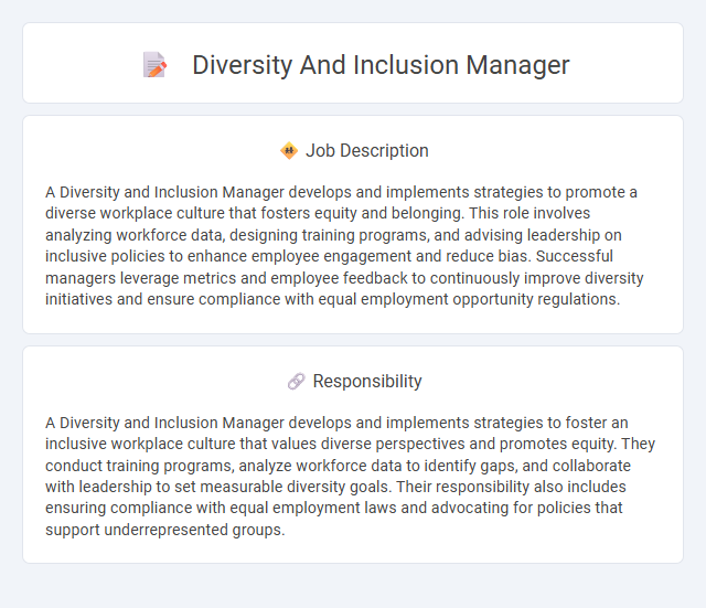 Diversity And Inclusion Manager Job Description and Career Detail