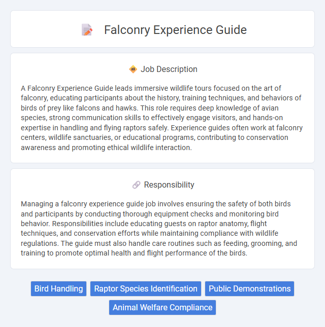 Falconry Experience Guide Job Description and Career Detail