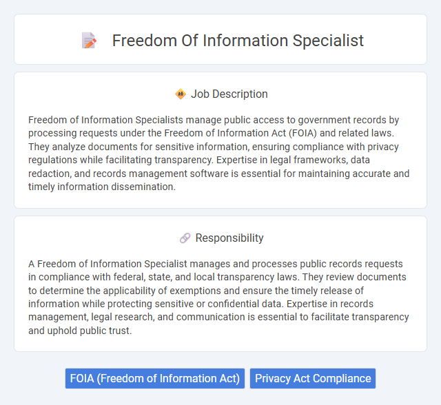 Freedom Of Information Specialist Job Description and Career Detail