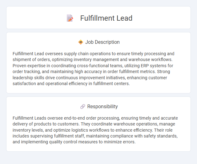 Fulfillment Lead Job Description and Career Detail