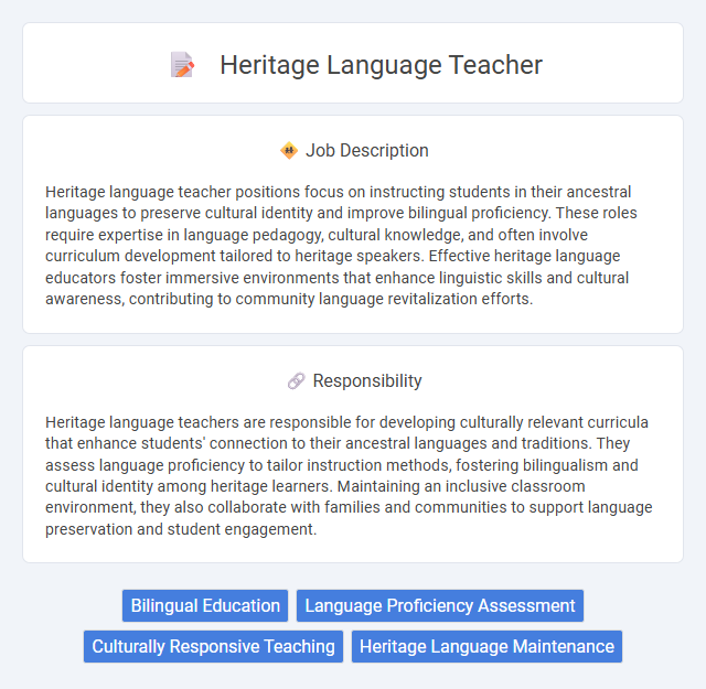 Heritage Language Teacher Job Description and Career Detail
