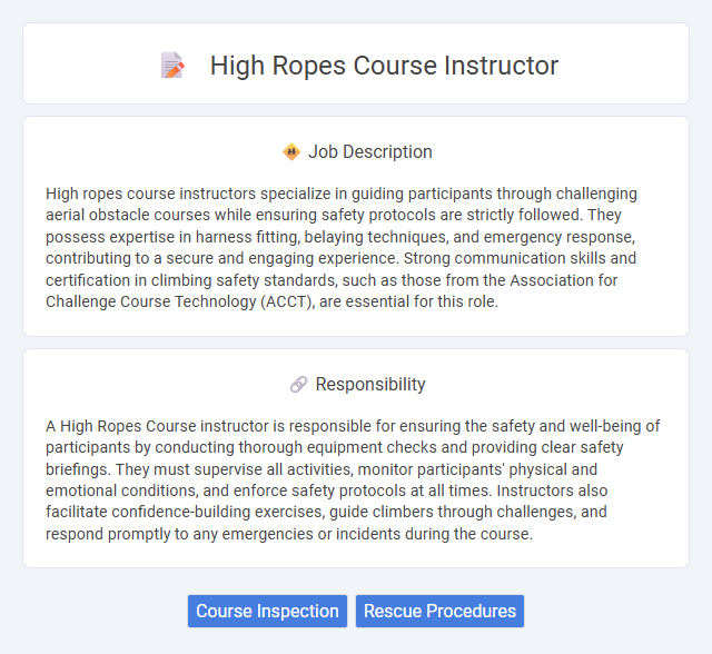High Ropes Course Instructor Job Description and Career Detail
