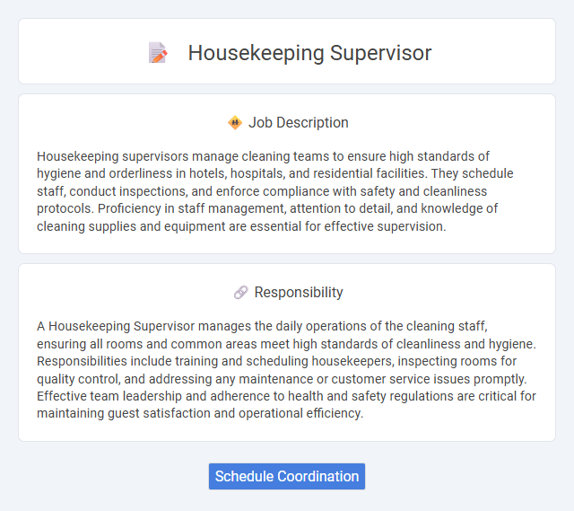 Housekeeping Supervisor Job Description and Career Detail