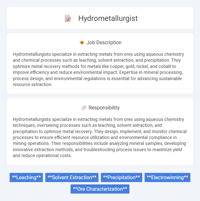 Hydrometallurgist Job Description and Career Detail