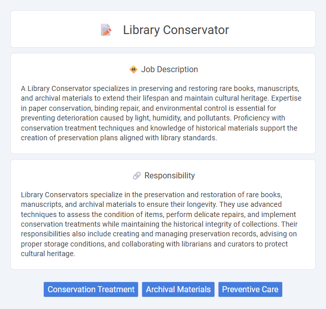 Library Conservator Job Description and Career Detail