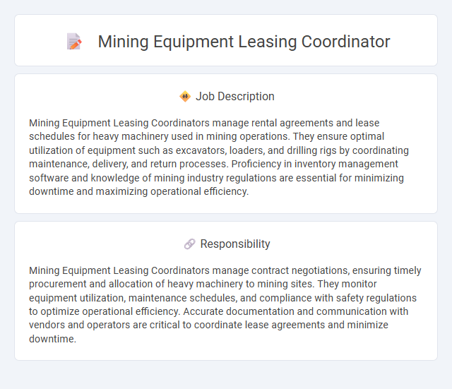 Mining Equipment Leasing Coordinator Job Description and Career Detail