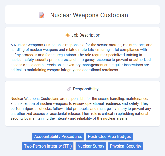 Nuclear Weapons Custodian Job Description and Career Detail