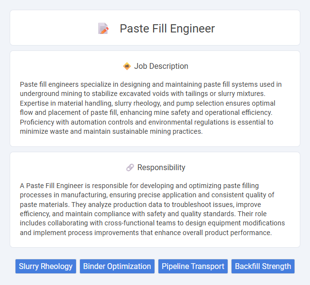 Paste Fill Engineer Job Description and Career Detail