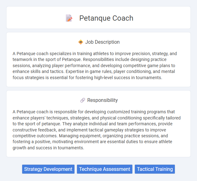 Petanque Coach Job Description and Career Detail