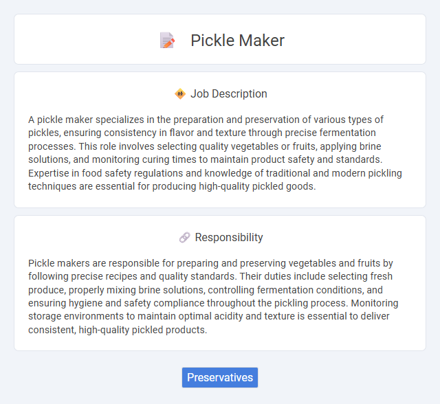Pickle Maker Job Description and Career Detail
