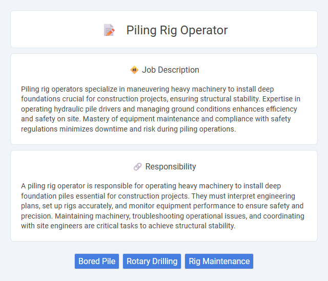 Piling Rig Operator Job Description and Career Detail