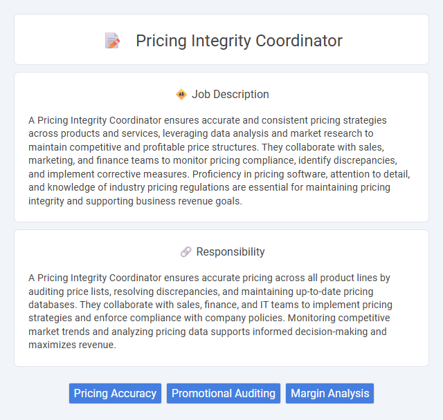 Pricing Integrity Coordinator Job Description and Career Detail