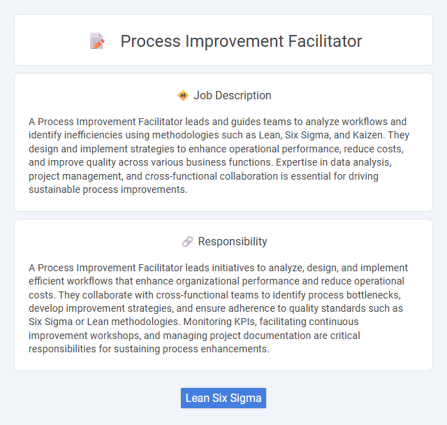 Process Improvement Facilitator Job Description and Career Detail