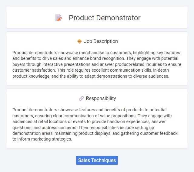 Product Demonstrator Job Description and Career Detail