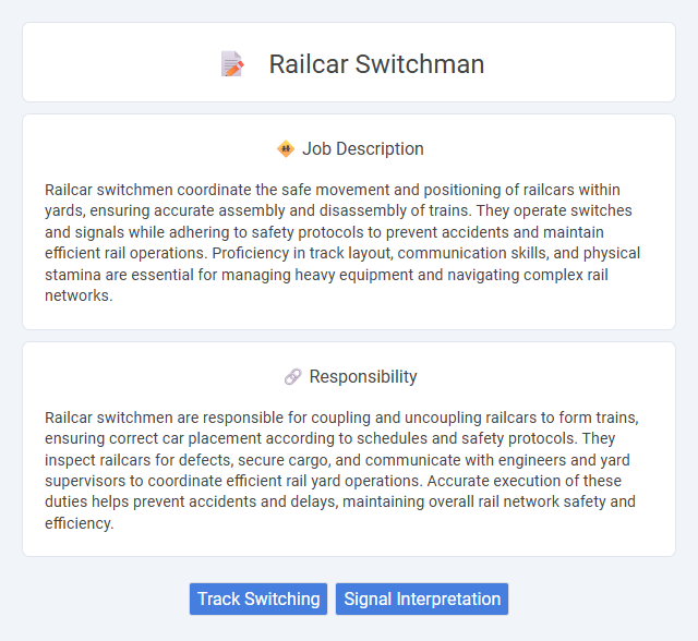 Railcar Switchman Job Description and Career Detail