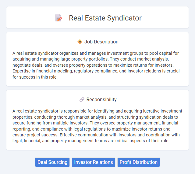 Real Estate Syndicator Job Description and Career Detail