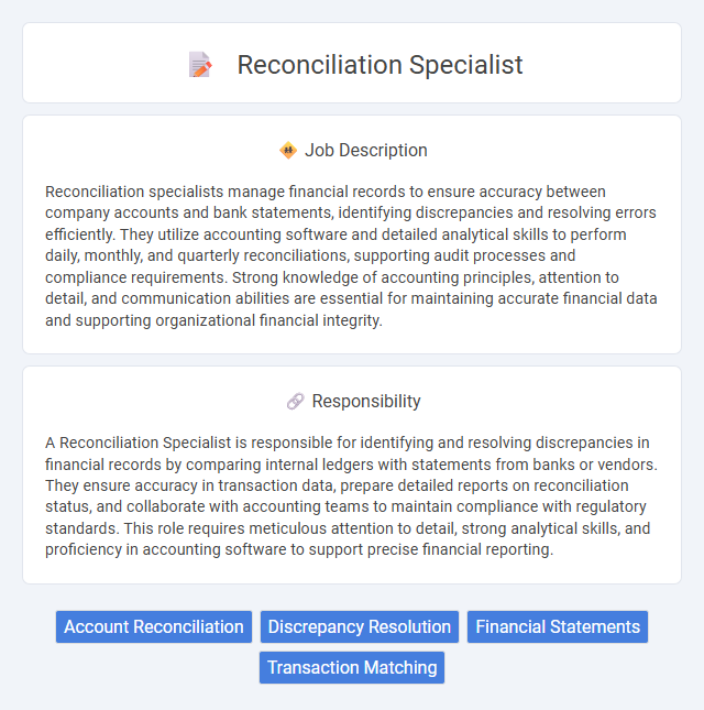 Reconciliation Specialist Job Description and Career Detail