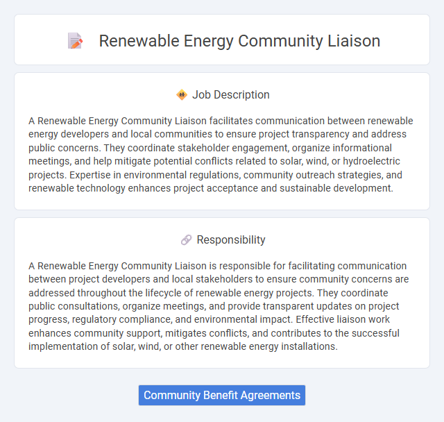 Renewable Energy Community Liaison Job Description and Career Detail