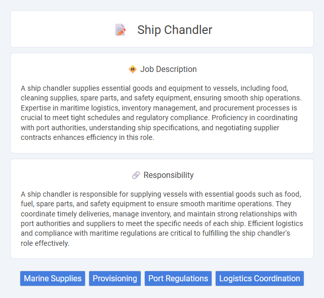 Ship Chandler Job Description and Career Detail