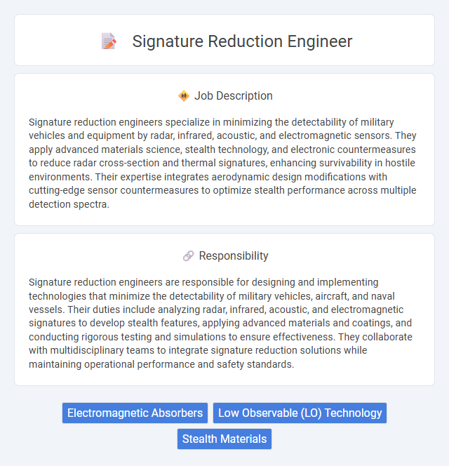 Signature Reduction Engineer Job Description and Career Detail