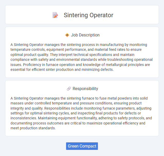 Sintering Operator Job Description and Career Detail