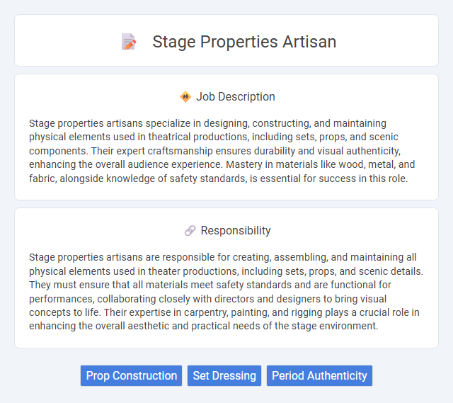 Stage Properties Artisan Job Description and Career Detail