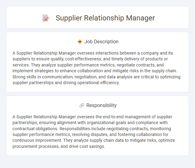 Supplier Relationship Manager Job Description and Career Detail