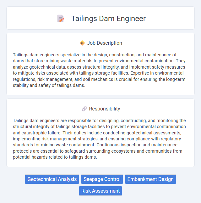 Tailings Dam Engineer Job Description and Career Detail