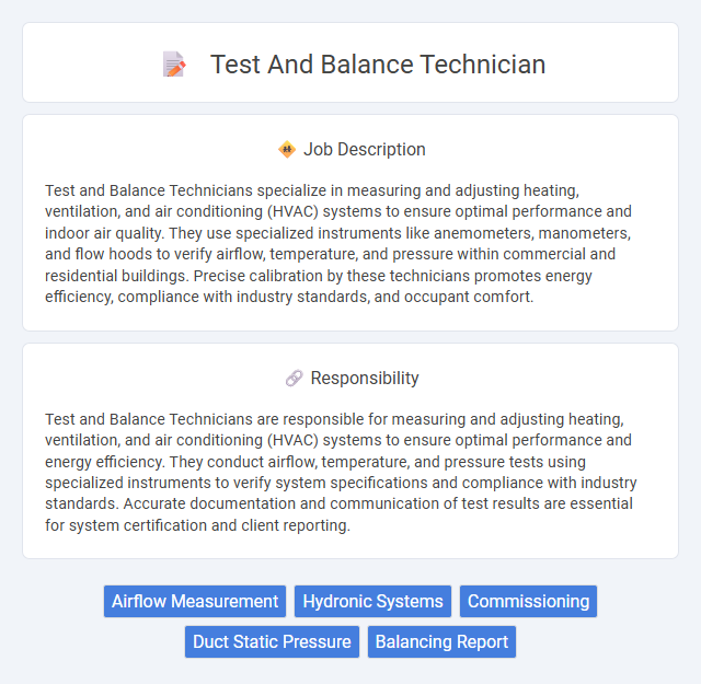 Test And Balance Technician Job Description and Career Detail