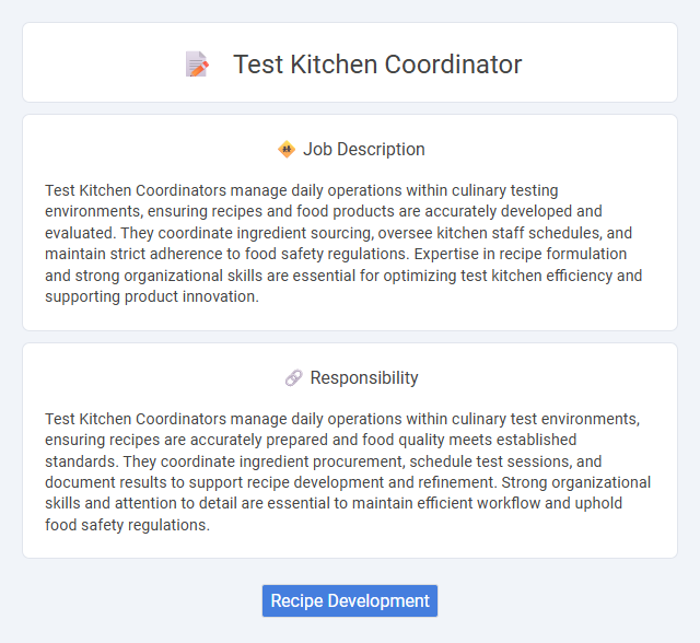Test Kitchen Coordinator Job Description and Career Detail