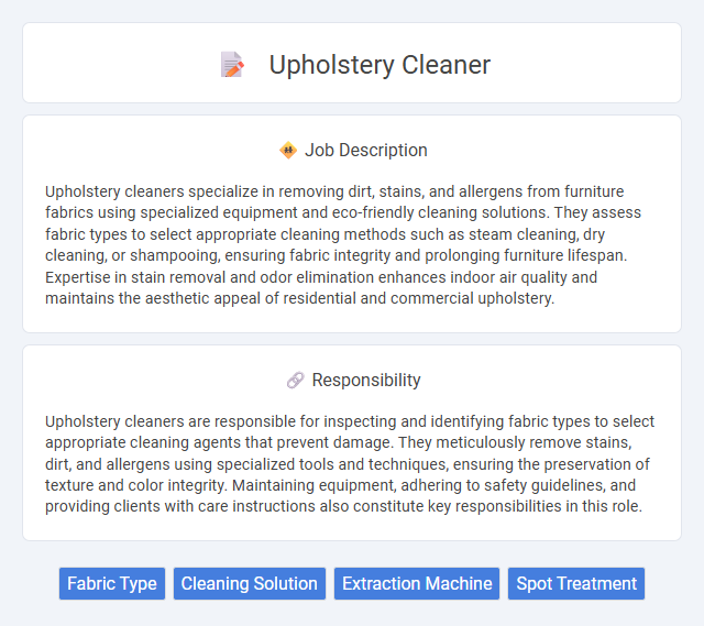 Upholstery Cleaner Job Description and Career Detail