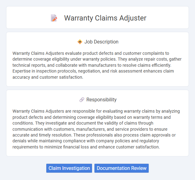 Warranty Claims Adjuster Job Description and Career Detail