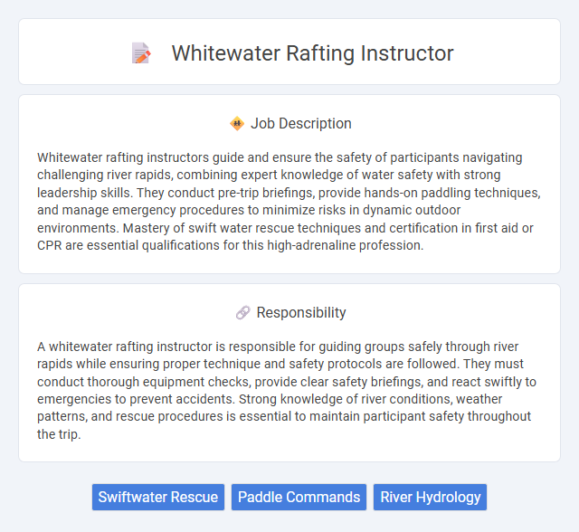 Whitewater Rafting Instructor Job Description and Career Detail