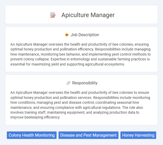 Apiculture Manager Job Description and Career Detail