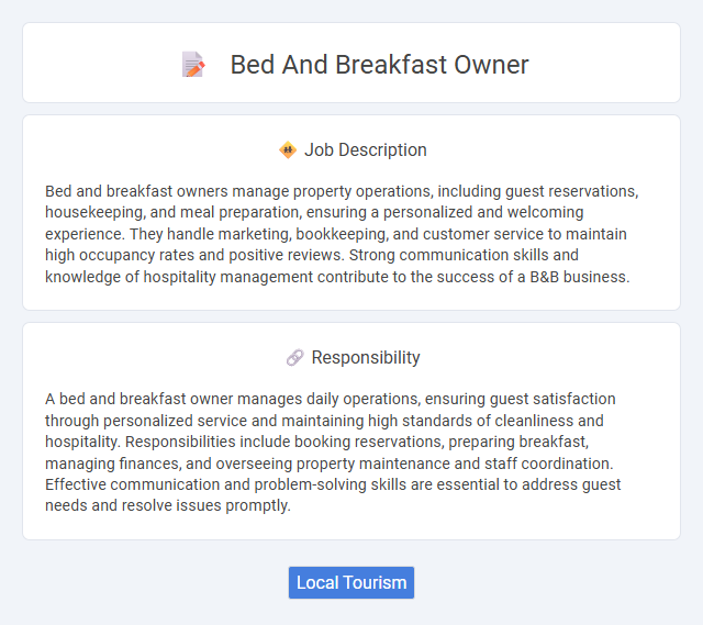 Bed And Breakfast Owner Job Description and Career Detail