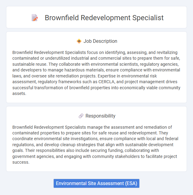 Brownfield Redevelopment Specialist Job Description and Career Detail