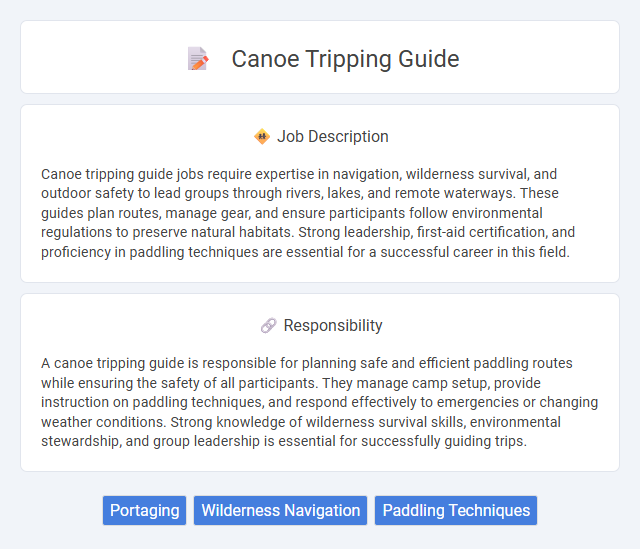 Canoe Tripping Guide Job Description and Career Detail