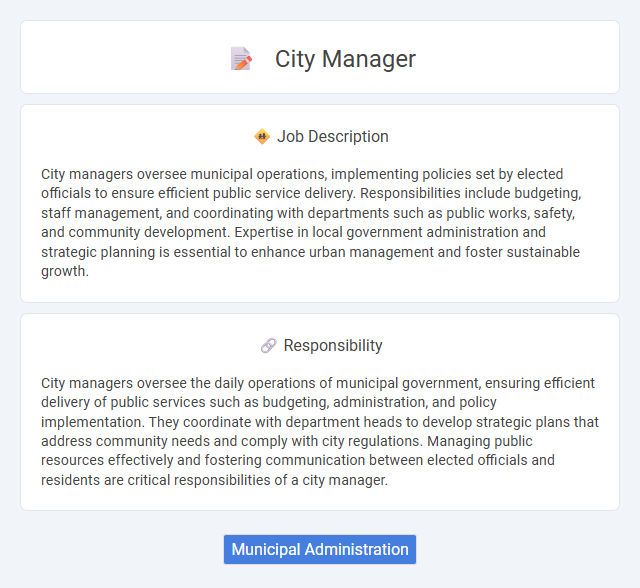 City Manager Job Description and Career Detail
