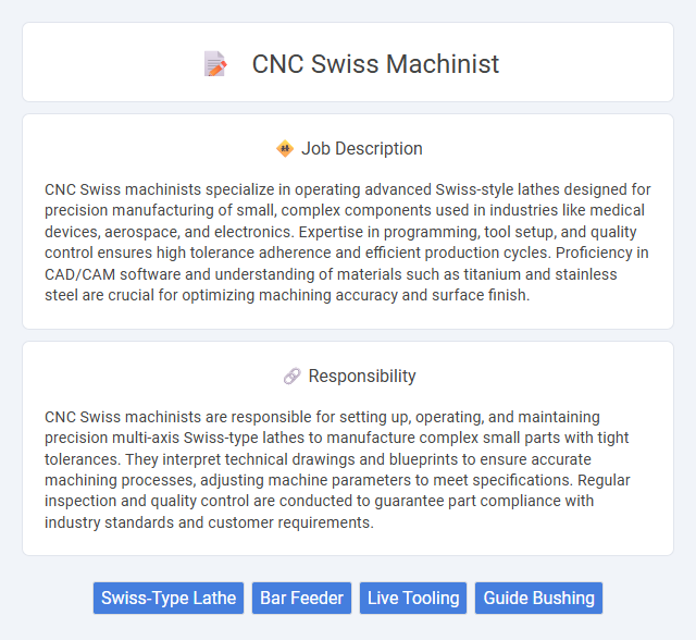 Cnc Swiss Machinist Job Description and Career Detail