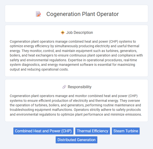 Cogeneration Plant Operator Job Description and Career Detail