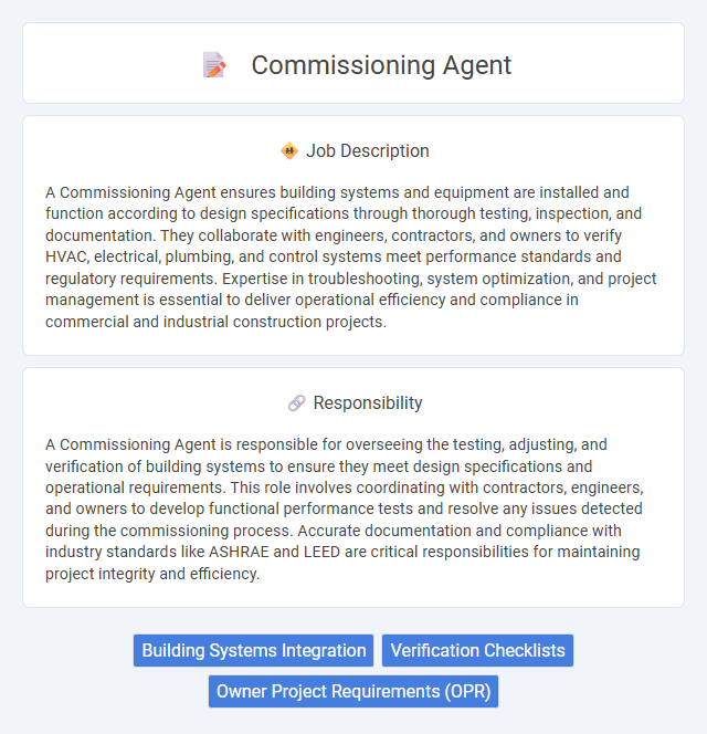 Commissioning Agent Job Description and Career Detail