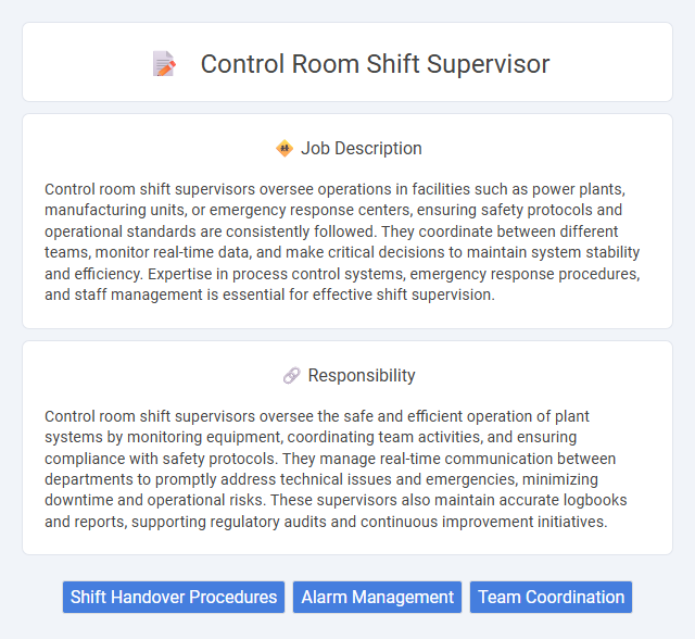 Control Room Shift Supervisor Job Description and Career Detail
