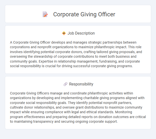 Corporate Giving Officer Job Description and Career Detail