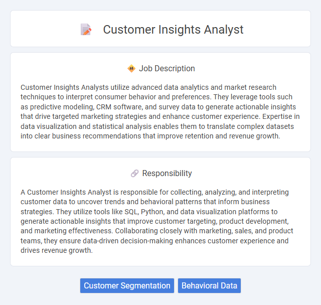 Customer Insights Analyst Job Description and Career Detail