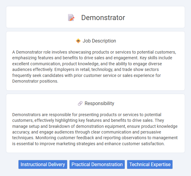 Demonstrator Job Description and Career Detail