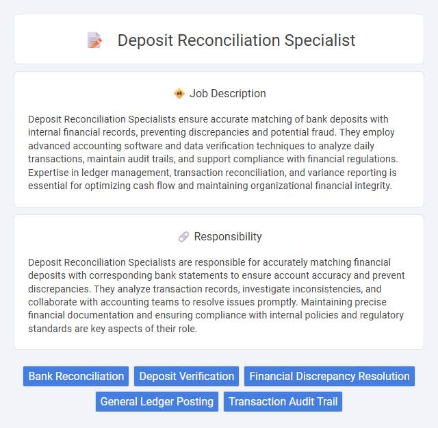 Deposit Reconciliation Specialist Job Description and Career Detail