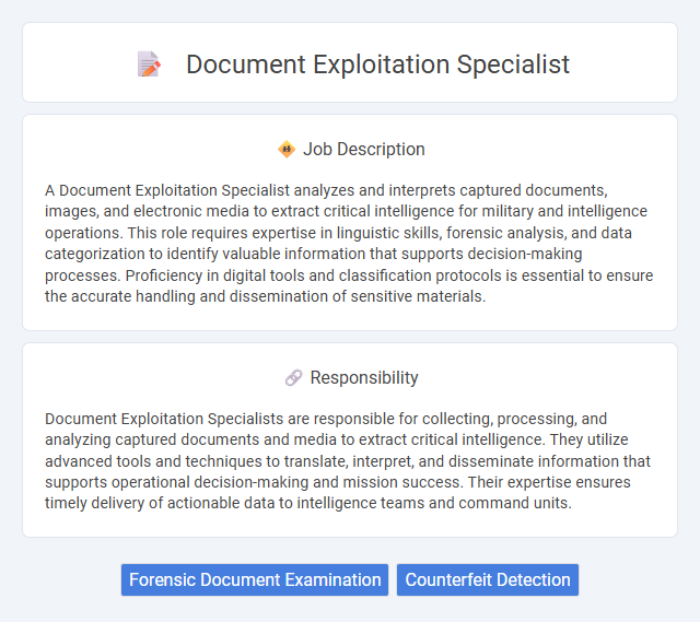 Document Exploitation Specialist Job Description and Career Detail