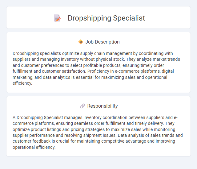 Dropshipping Specialist Job Description and Career Detail